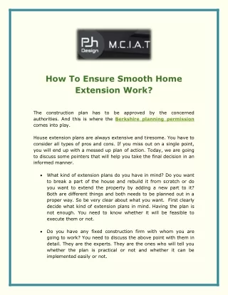 How To Ensure Smooth Home Extension Work