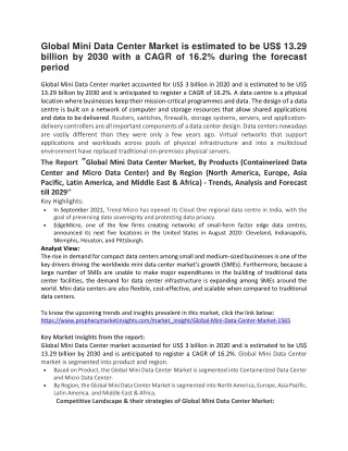 global mini data center market is estimated