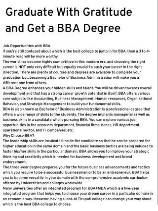 Graduate With Gratitude and Get a BBA Degree