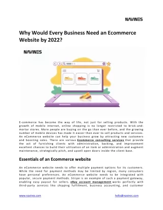 Why Would Every Business Need an Ecommerce Website by 2022