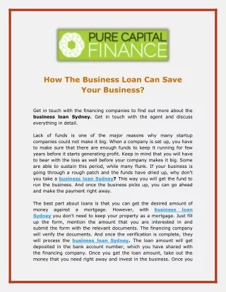 How The Business Loan Can Save Your Business