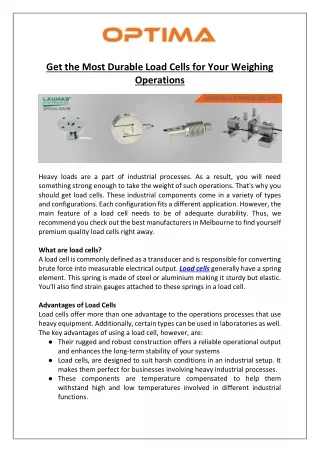 get the most durable load cells for your weighing