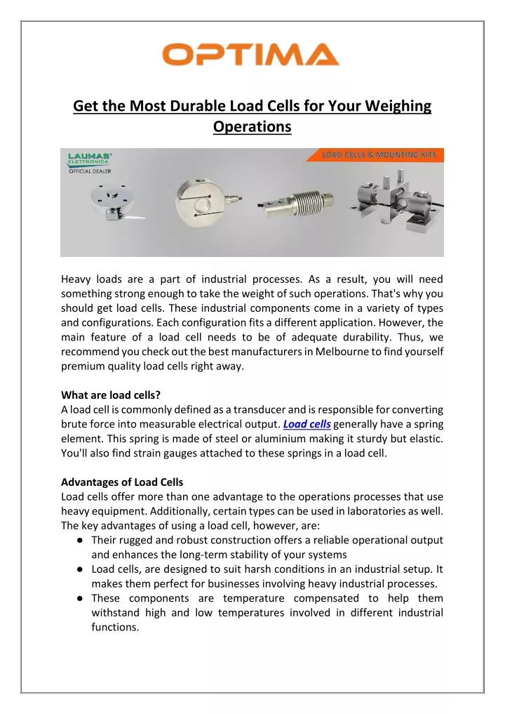 get the most durable load cells for your weighing