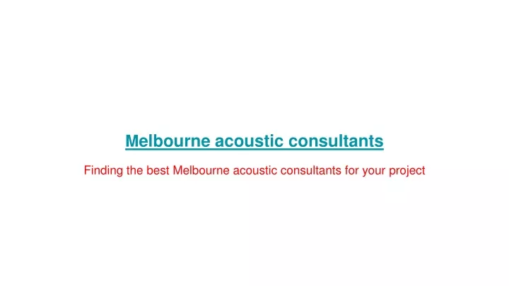 m elbourne acoustic consultants