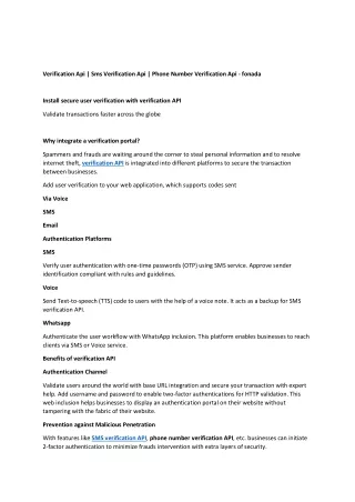 verification api sms verification api phone