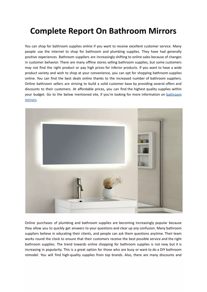 complete report on bathroom mirrors