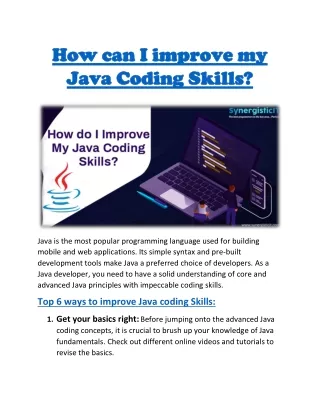 how can i improve my how can i improve my java