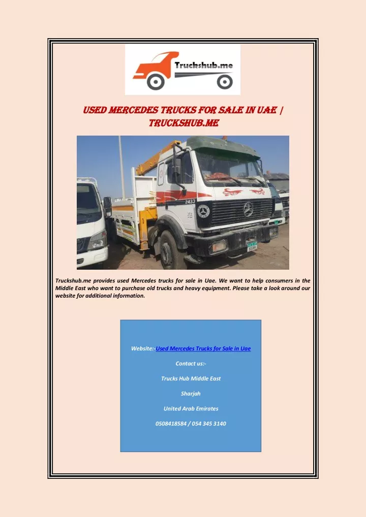 used mercedes trucks for sale in uae used
