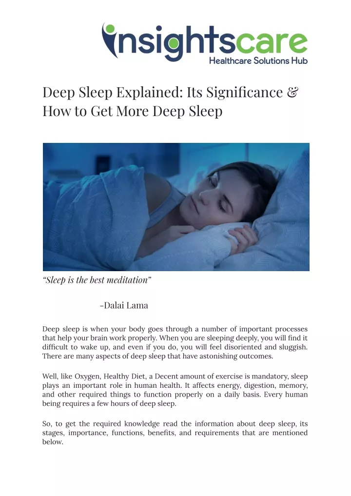 deep sleep explained its significance