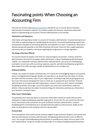 Fascinating points When Choosing an Accounting Firm