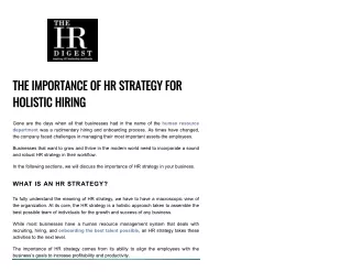 the importance of hr strategy for holistic hiring