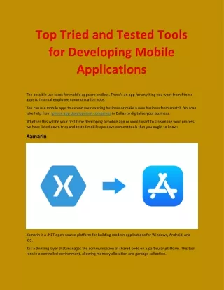 Top Tried and Tested Tools for Developing Mobile Applications