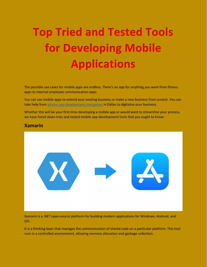 top tried and tested tools for developing mobile