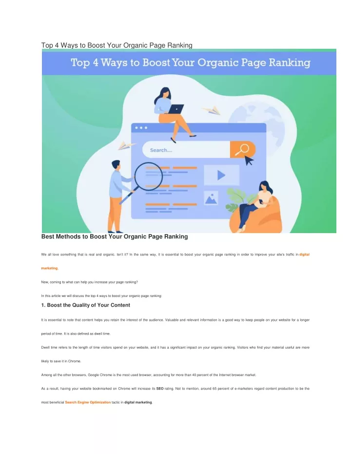 top 4 ways to boost your organic page ranking