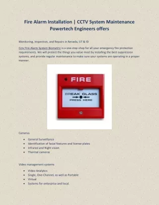 Cctv Fire Alarm System Biometric