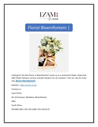 Florist Bloemfontein | Izami.co.za