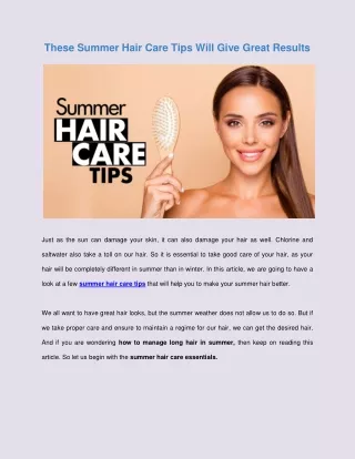 Hair care tips for the summer season