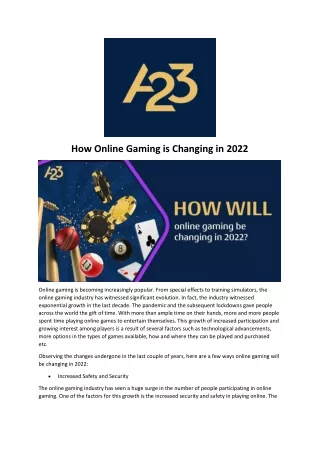 How Online Gaming is Changing in 2022