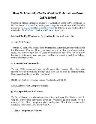 how mcafee helps to fix window 11 activation