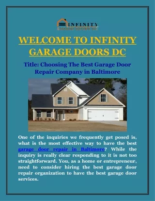 Choosing The Best Garage Door Repair Company in Baltimore