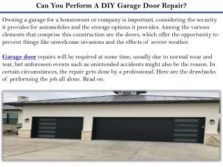 Can You Perform A DIY Garage Door Repair?