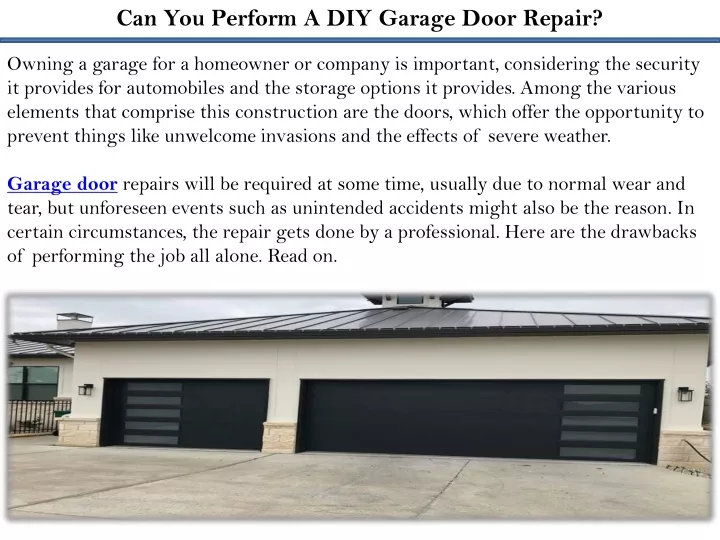 can you perform a diy garage door repair