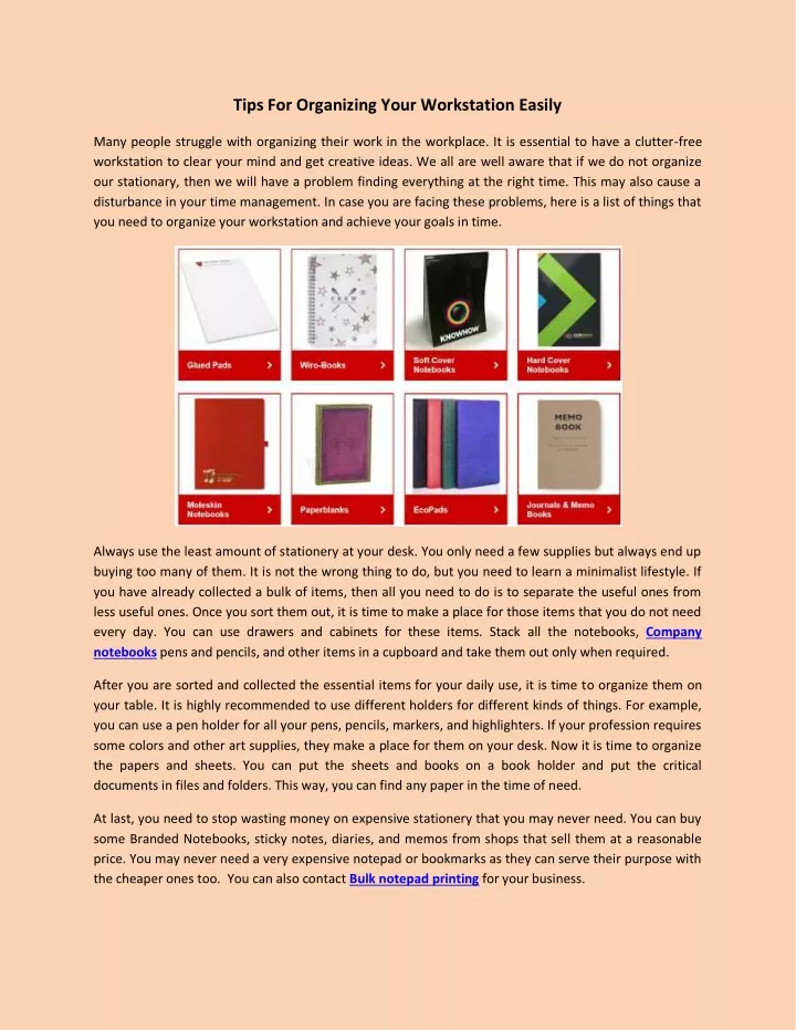 tips for organizing your workstation easily