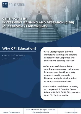 Certificate In Investment Banking And Research (Classroom / Live Online)