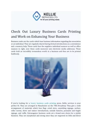 Check Out Luxury Business Cards Printing and Work on Enhancing Your Business