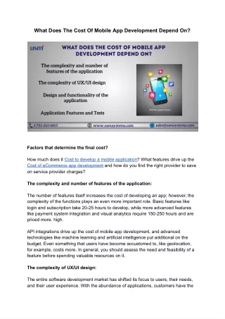 what does the cost of mobile app development