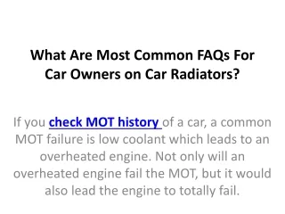 what are most common faqs for car owners on car radiators