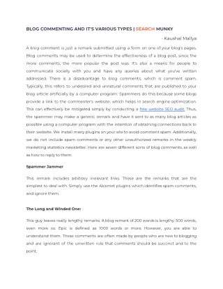BLOG COMMENTING AND IT'S VARIOUS TYPES _ SEARCH MUNKY