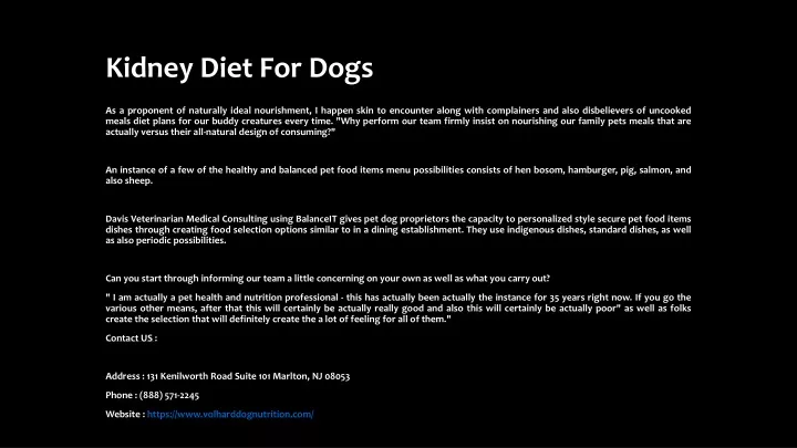 kidney diet for dogs