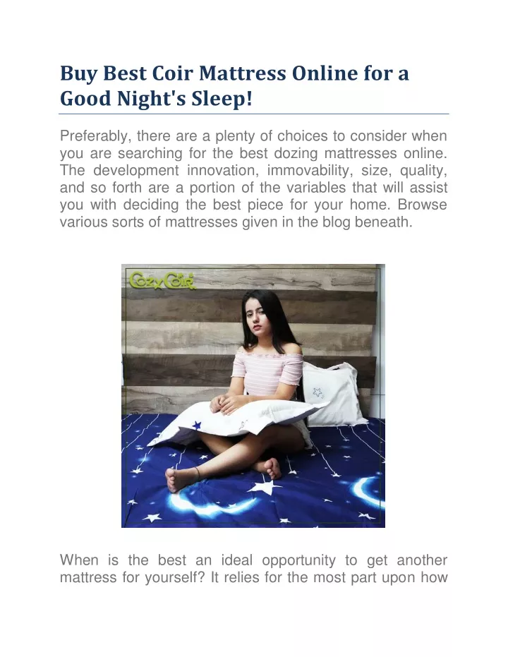 buy best coir mattress online for a good night