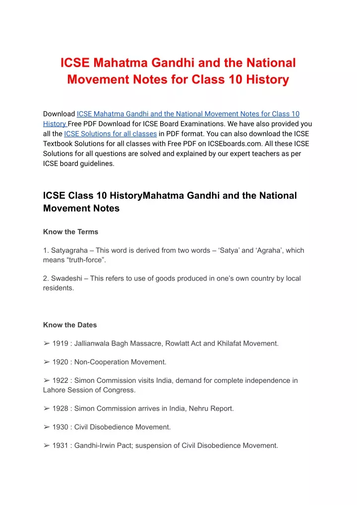 icse mahatma gandhi and the national movement