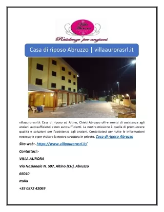 Casa di riposo Abruzzo | villaaurorasrl.it