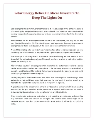 solar energy relies on micro inverters to keep