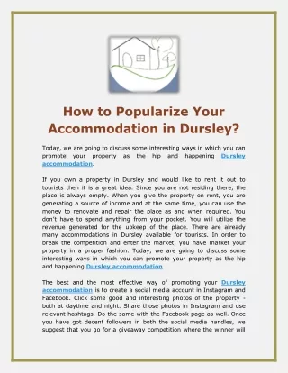 How to Popularize Your Accommodation in Dursley - Woodland House B&B