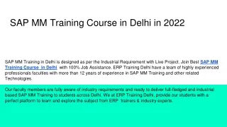 SAP MM Training Course in Delhi in 2022