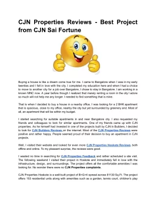 CJN Properties Reviews - Best Project form CJN Sai Fortune