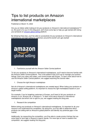 tips to list products on amazon international