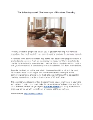 the advantages and disadvantages of furniture