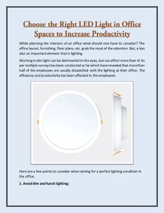 Choose the Right LED Light in Office Spaces to Increase Productivity