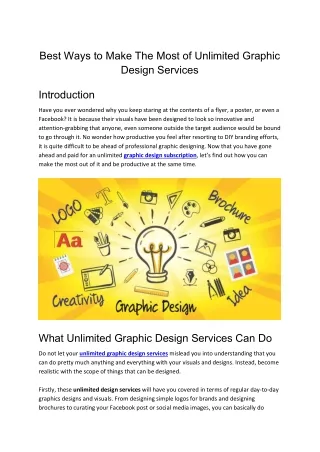 Best Ways to make the most of unlimited Graphic Design Services