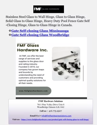 Gate Self-closing Glass Mississauga