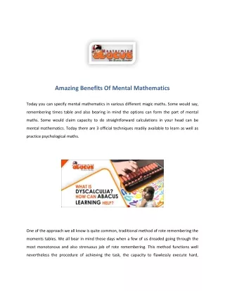 amazing benefits of mental mathematics