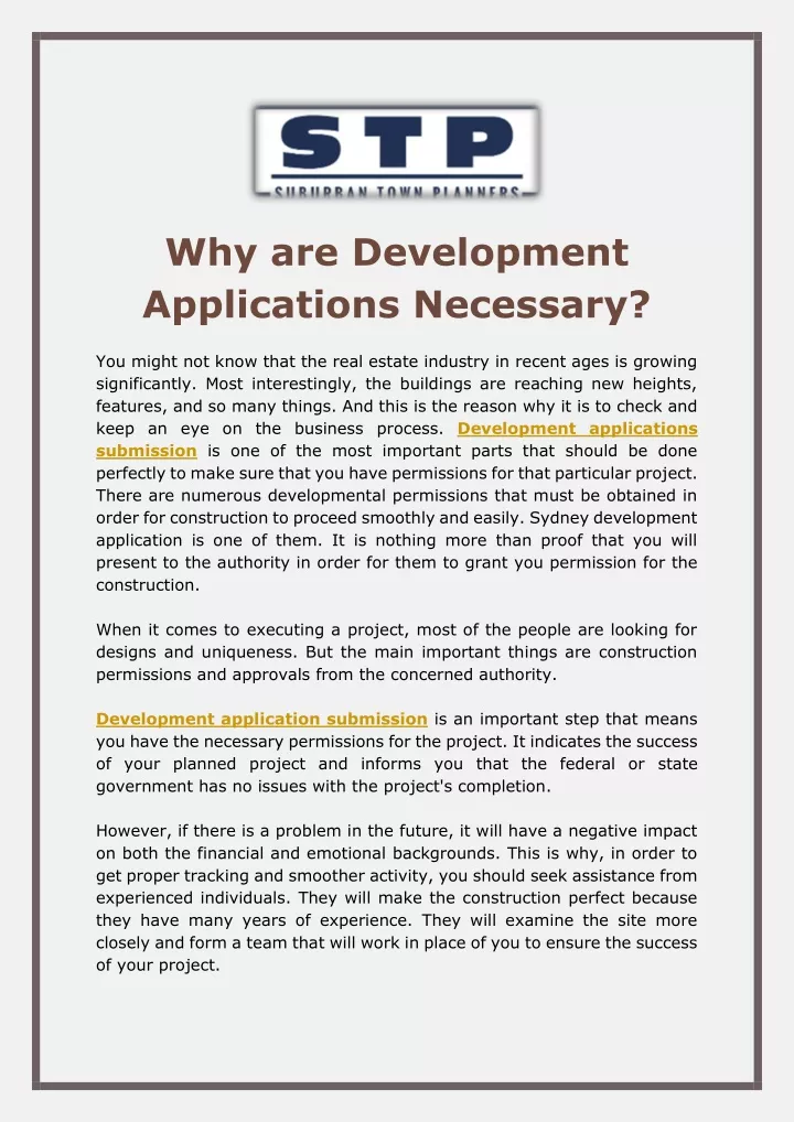 why are development applications necessary