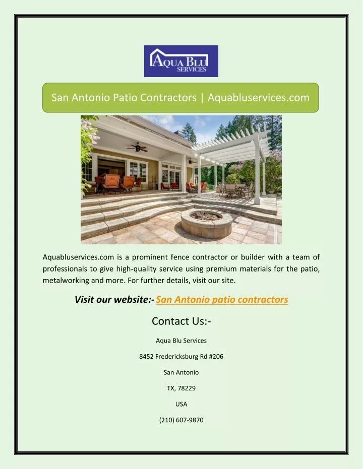 san antonio patio contractors aquabluservices com