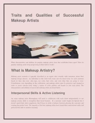 traits and qualities of successful makeup artists