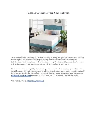 reasons to finance your new mattress